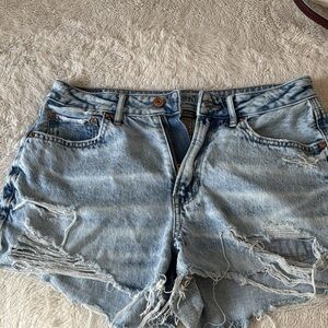 American Eagle Outfitters Light Blue Distressed Jean Shorts